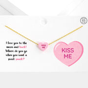 Kiss Me Message Heart Pendant Necklace