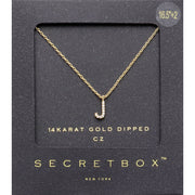 -J- Secret Box _ 14K Gold Dipped CZ Initial Monogram Pendant Necklace