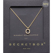 -O- Secret Box _ 14K Gold Dipped CZ Initial Monogram Pendant Necklace