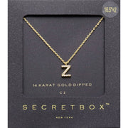 -Z- Secret Box _ 14K Gold Dipped CZ Initial Monogram Pendant Necklace