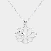 Metal Cutout Flower Butterfly 
 Pendant Necklace