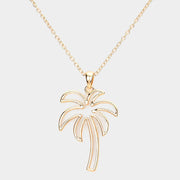 Metal Cutout Palm Tree Pendant Necklace