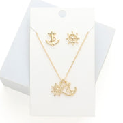 Metal Ship Wheel Anchor Pendant Necklace
