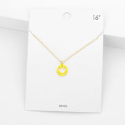 Brass Metal Smile Pendant Necklace