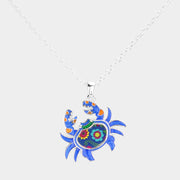 Patterned Crab Pendant Necklace