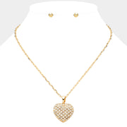 Stone Paved Heart Pendant Necklace