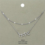 Brass Metal Hope Pendant Layered Necklace