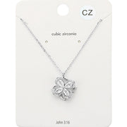 CZ Marquise Stone Embellished Spinning Clover Pendant Necklace