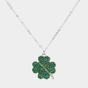 Crystal Paved Clover Pendant Necklace