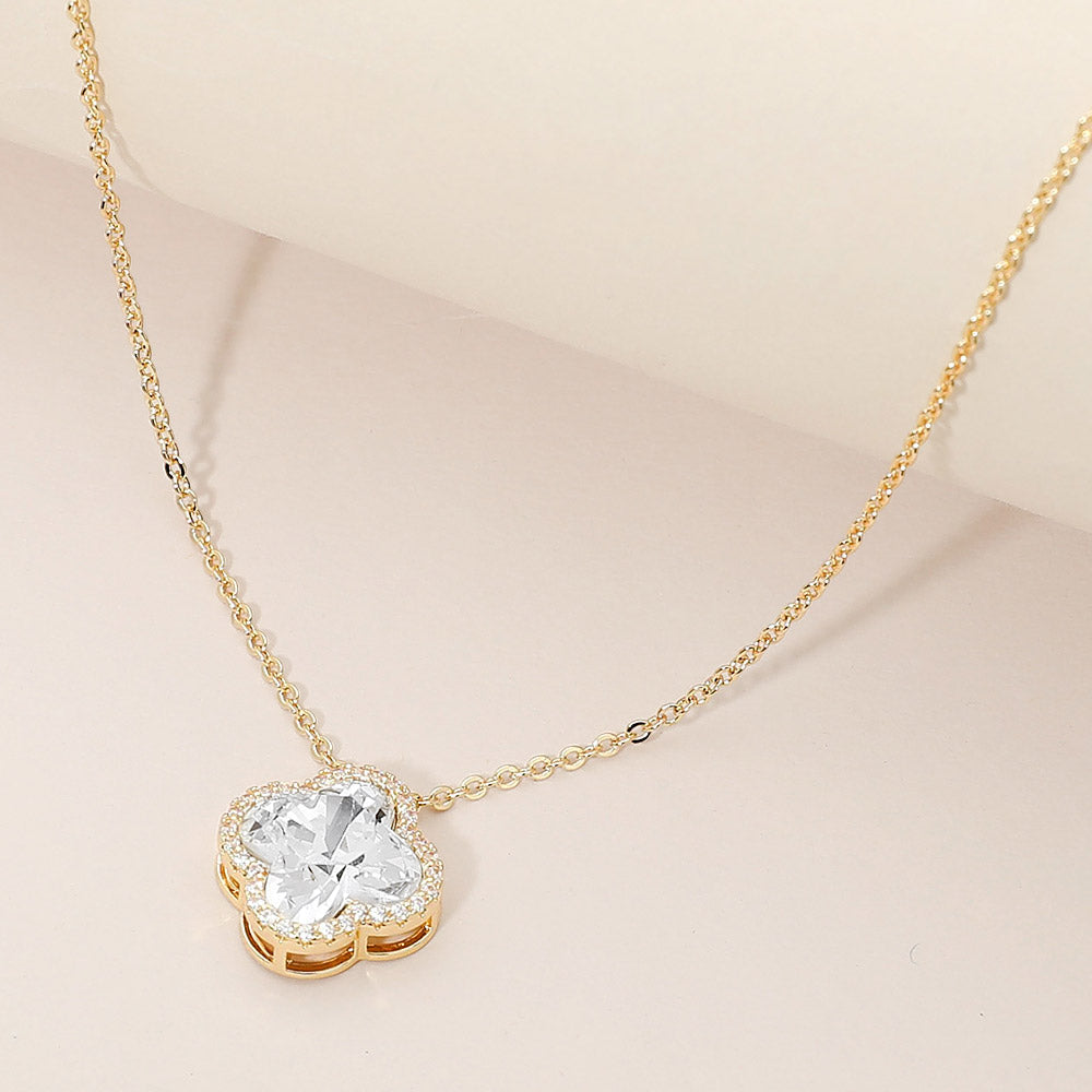 CZ Quatrefoil Pendant Necklace