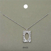 Brass Metal Rectangle Pendant Necklace