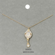 Elegant Teardrop Stone Dangle Drop Oval Pendant Necklace