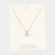 Gold Dipped Wishbone Pendant Necklace