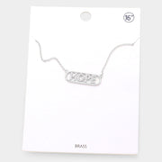 HOPE Brass Rhinestone Embellished Message Pendant Necklace