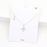Brass Metal Airplane Suitcase Pendant Necklace