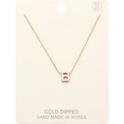 -B- Gold Dipped Initial Monogram Metal Pendant Necklace