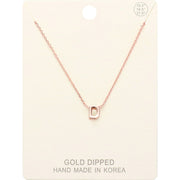-D- Gold Dipped Initial Monogram Metal Pendant Necklace