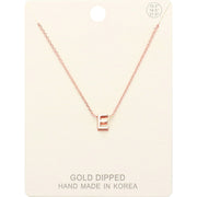 -E- Gold Dipped Initial Monogram Metal Pendant Necklace