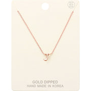 -J- Gold Dipped Initial Monogram Metal Pendant Necklace