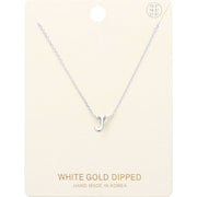 -J- White Gold Dipped Initial Monogram Metal Pendant Necklace