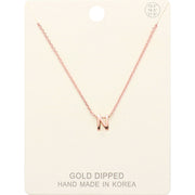 -N- Gold Dipped Initial Monogram Metal Pendant Necklace