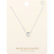 -O- White Gold Dipped Initial Monogram Metal Pendant Necklace