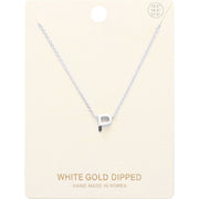 -P- White Gold Dipped Initial Monogram Metal Pendant Necklace