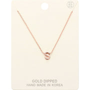 -S- Gold Dipped Initial Monogram Metal Pendant Necklace