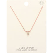 -T- Gold Dipped Initial Monogram Metal Pendant Necklace