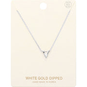 -V- White Gold Dipped Initial Monogram Metal Pendant Necklace