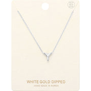 -Y- White Gold Dipped Initial Monogram Metal Pendant Necklace