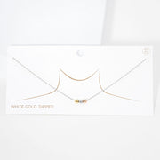 White Gold Dipped Tiny Triple Metal Ball Pendant Necklace