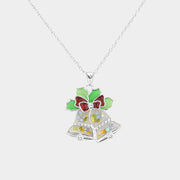 Enamel Christmas Jingle Bell Pendant Necklace