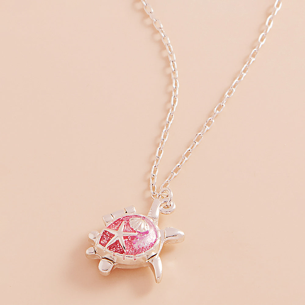 Enamel Sea Turtle Locket Pendant Necklace