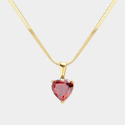 18K Gold Dipped Stainless Steel CZ Heart Pendant Necklace