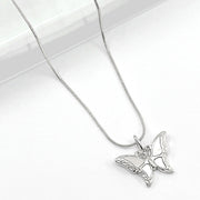 Stainless Steel Mother of Pearl Butterfly Pendant Necklace