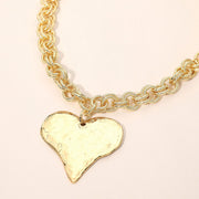 Metal Heart Pendant Chunky Chain Necklace