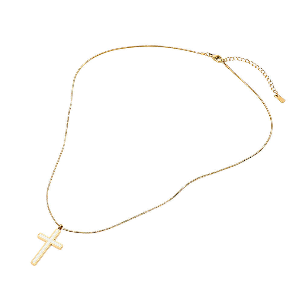 Stainless Steel Cross Pendant Snake Chain Necklace