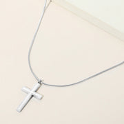 Stainless Steel Cross Pendant Snake Chain Necklace
