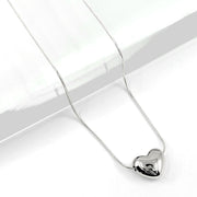 Stainless Steel Puffy Heart Pendant Necklace