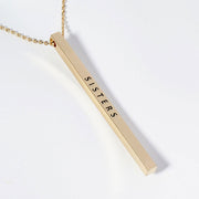SISTERS Brass Metal Bar Pendant Necklace