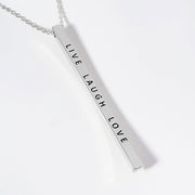 LIVE LAUGH LOVE Brass Metal Bar Pendant Necklace