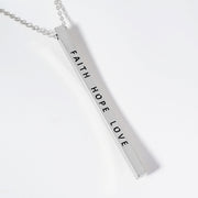 FAITH HOPE LOVE Brass Metal Bar Pendant Necklace