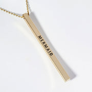 MERMAID Brass Metal Bar Pendant Necklace