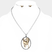 Antique Metal Horse Pendant Necklace