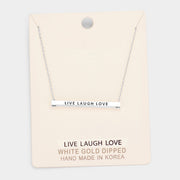 'Live Laugh Love' Horizontal Metal Bar Pendant Necklace