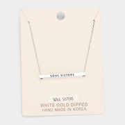 'Soul Sisters' Horizontal Metal Bar Pendant Necklace