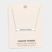 'Forever Friends' Horizontal Metal Bar Pendant Necklace