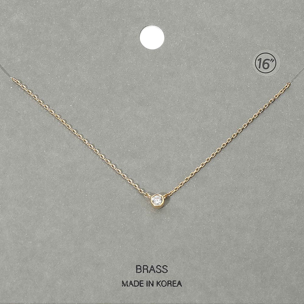 Minimal Round Stone Bezel Pendant Necklace