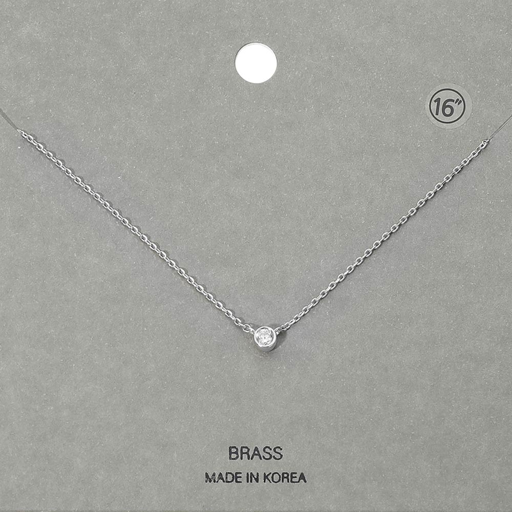 Minimal Round Stone Bezel Pendant Necklace
